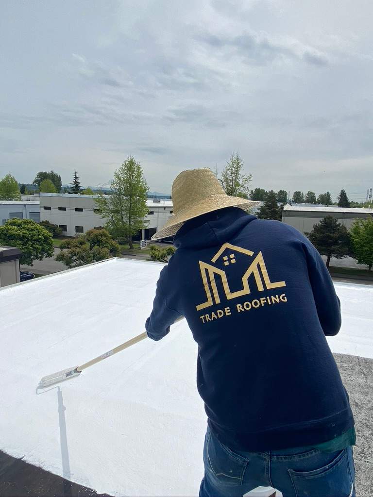 Free roof inspection - Roofer aplying anti-leak