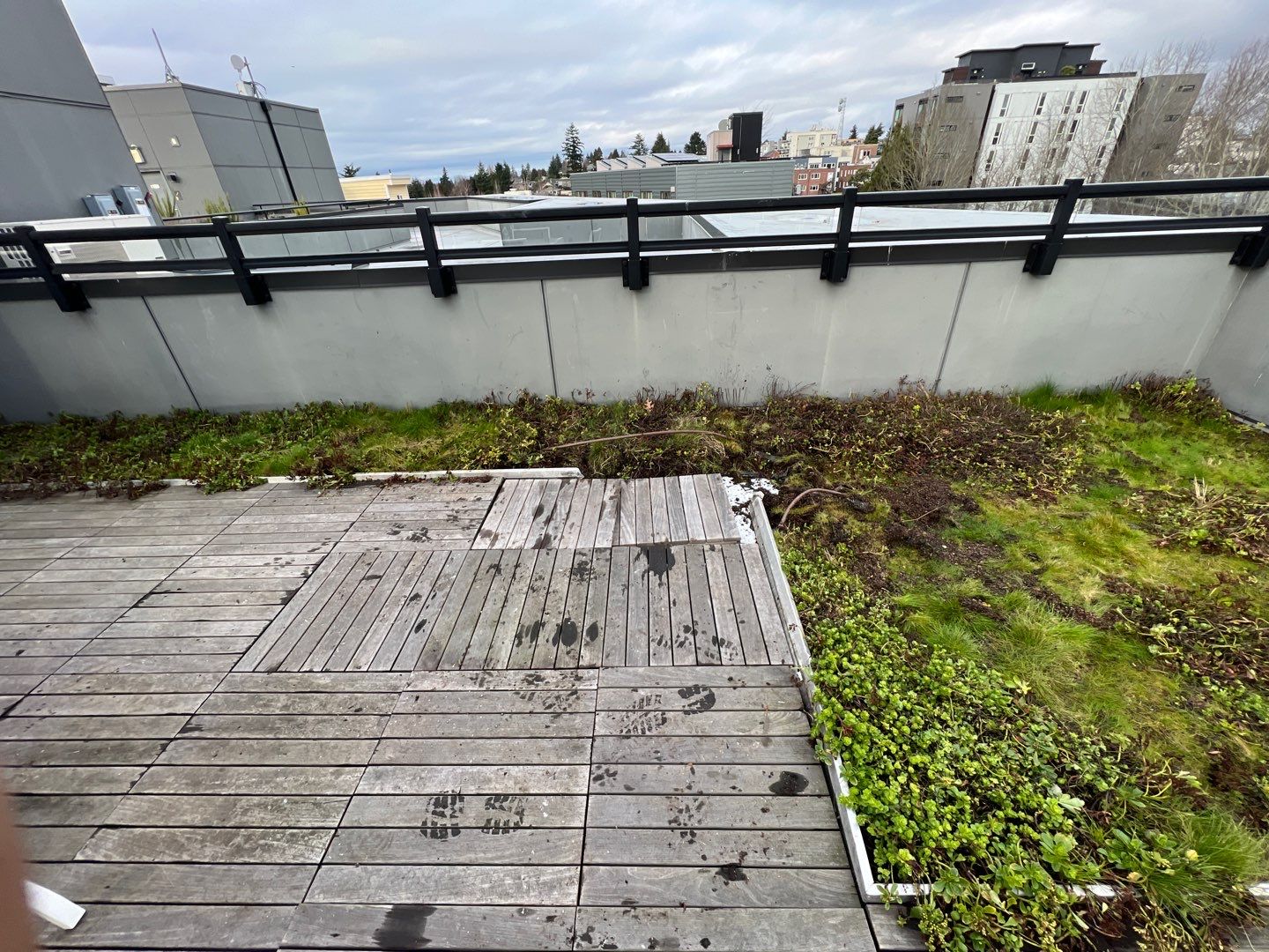 Picture of a successful leak repair, showing a professional patch job with seamless integration into the roof surface. The repair ensures protection from future water damage and enhances the overall appearance of the building